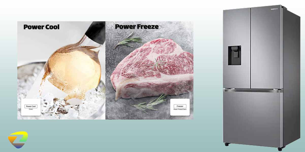 فناوری Power Cool و Power Freeze در طراحی فریزر در یخچال فریزر سامسونگ RF49 