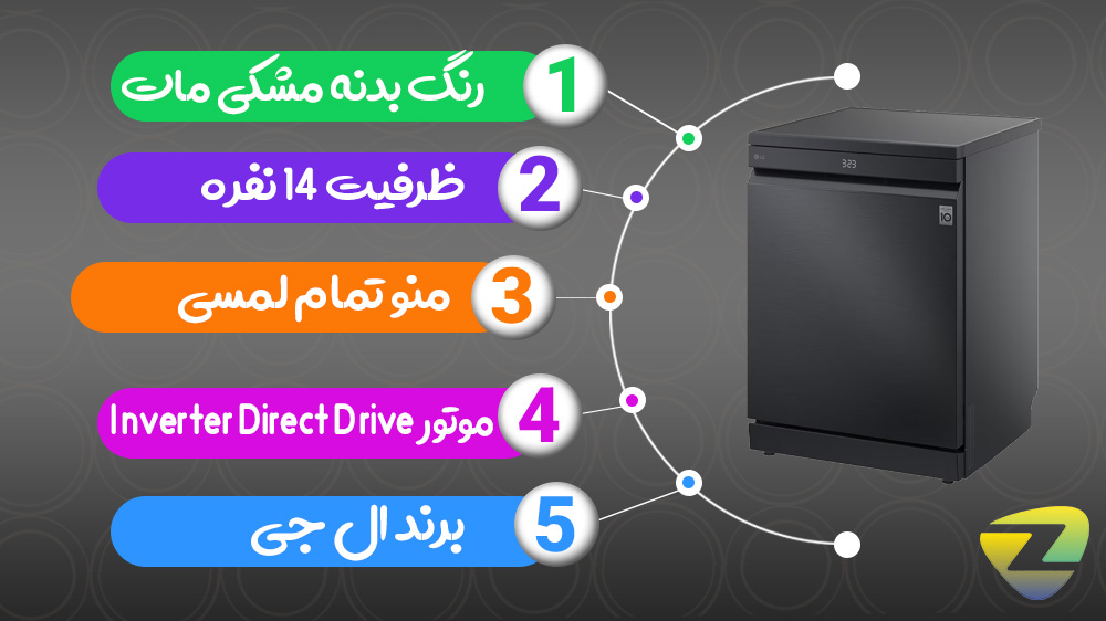 مشخصات ماشین ظرفشویی ال جی 287